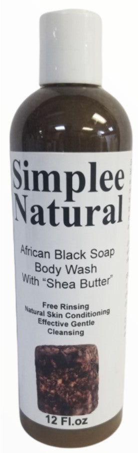 Simplee Natural African Black Soap and Shea Butter Body Wash 12oz.